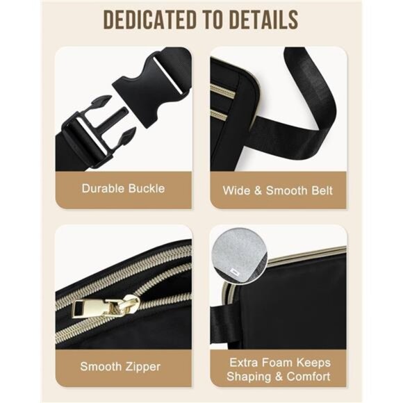 Fanny Packs for Women Fashion Waist Packs Bag with Adjustable Strap and 4 Zipper - Picture 4 of 7